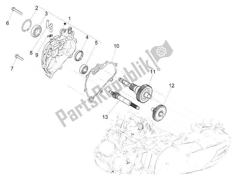 All parts for the Reduction Unit of the Piaggio Medley 125 4T IE ABS 2016