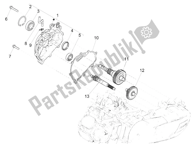 Todas las partes para Unidad De Reducción de Piaggio Medley 150 4T IE ABS 2016