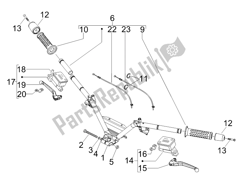 Toutes les pièces pour le Guidon - Master Cil. Du Piaggio MP3 400 IE USA 2007