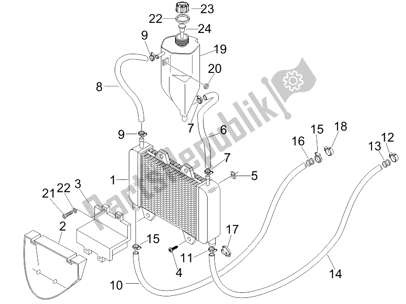 Toutes les pièces pour le Système De Refroidissement du Piaggio ZIP 50 SP Euro 2 2006