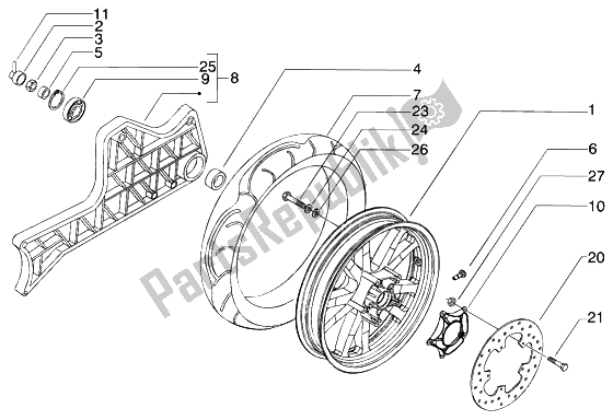 Toutes les pièces pour le Roue Arrière du Piaggio Beverly 125 2002