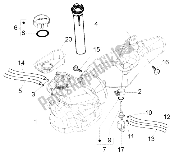 All parts for the Fuel Tank of the Piaggio Liberty 50 2T RST 2004