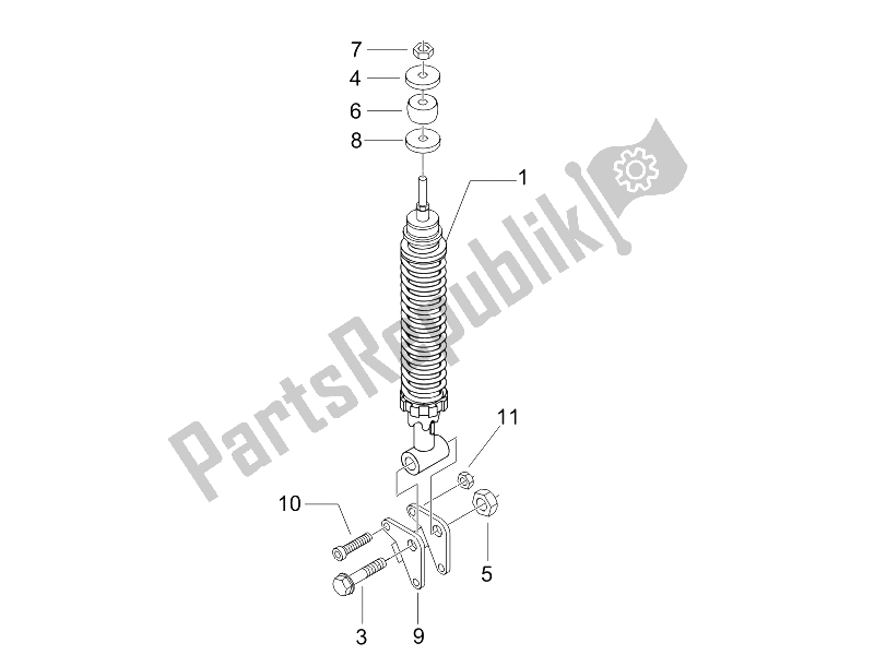 Toutes les pièces pour le Suspension Arrière - Amortisseur / S du Piaggio Liberty 150 4T E3 MOC 2009