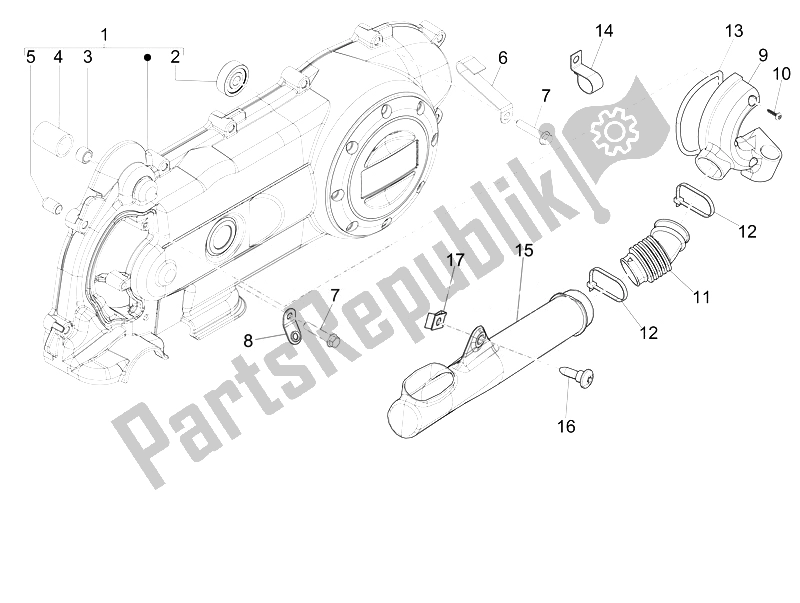 Tutte le parti per il Coperchio Del Carter - Raffreddamento Del Carter del Piaggio FLY 50 4T 4V USA 2 2014