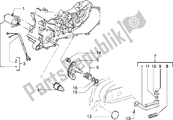 Alle onderdelen voor de Starthendel Voor Motorstarter van de Piaggio Typhoon 125 XR 2000