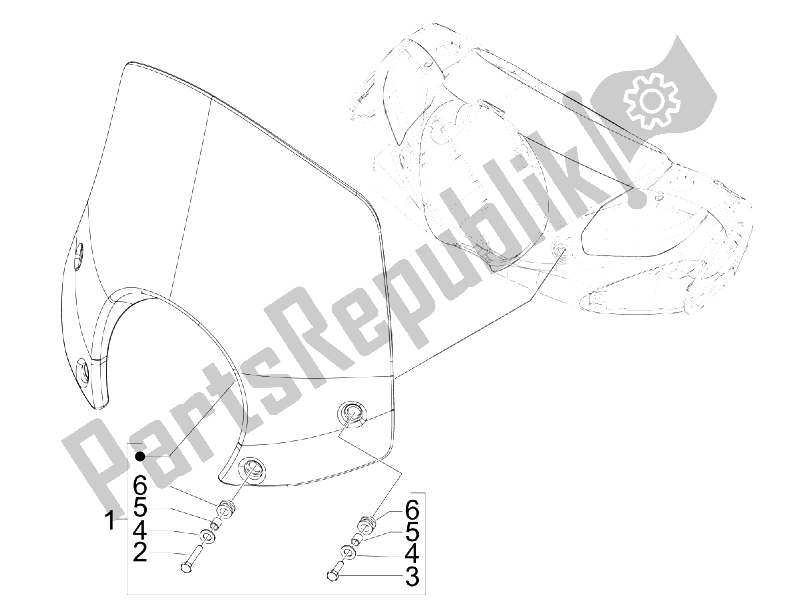 All parts for the Windshield - Glass of the Piaggio BV 250 Tourer USA 2008