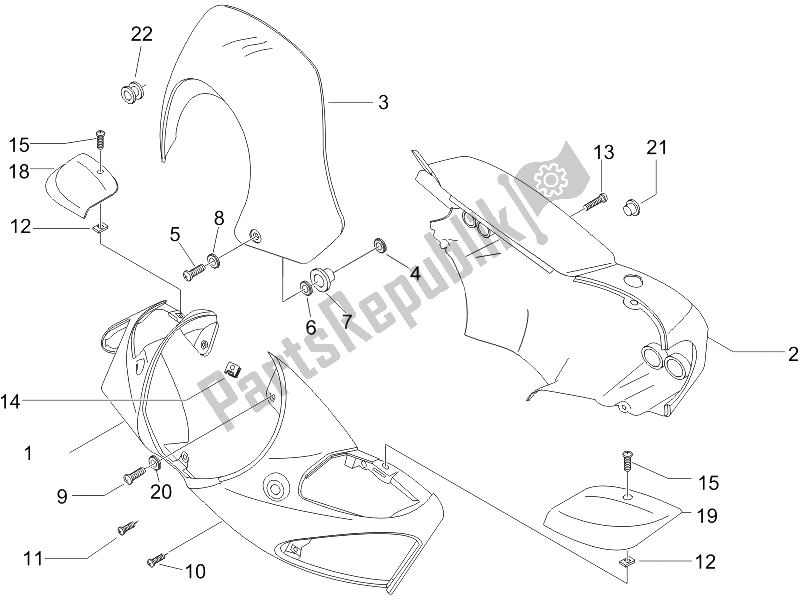 Toutes les pièces pour le Couvertures De Guidon du Piaggio BV 500 2005