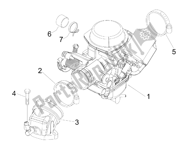 Alle onderdelen voor de Carburateur, Montage - Koppelingsleiding van de Piaggio MP3 125 2006