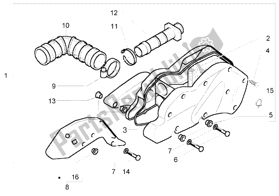 Alle onderdelen voor de Luchtfilter van de Piaggio X9 250 Evolution 2000