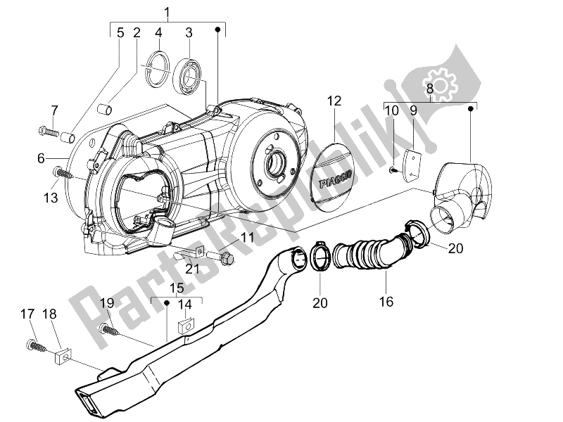 Toutes les pièces pour le Couvercle De Carter - Refroidissement Du Carter du Piaggio Liberty 200 4T E3 2006