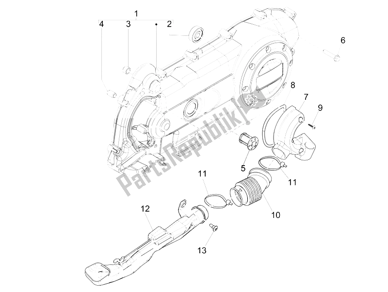 Toutes les pièces pour le Couvercle De Carter - Refroidissement Du Carter du Piaggio Liberty 50 Iget 4T 3V Emea 2015