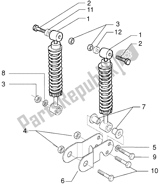 Alle onderdelen voor de Schok Absorbeerders van de Piaggio X9 125 2000