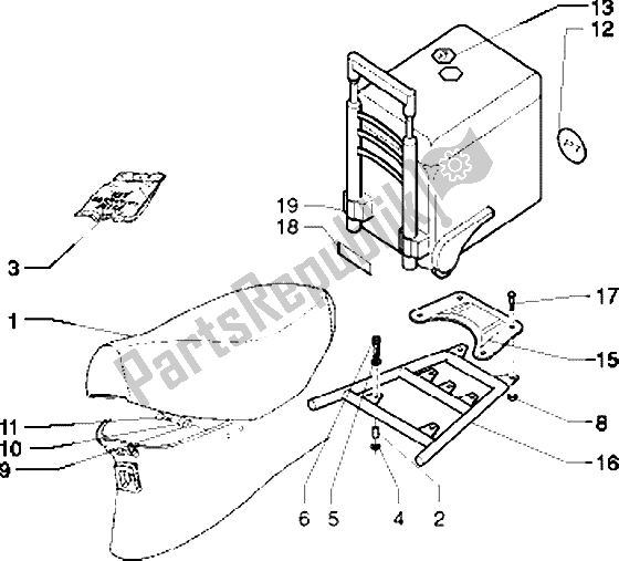 All parts for the Saddle-rear Carrier of the Piaggio Free Pptt 50 1995