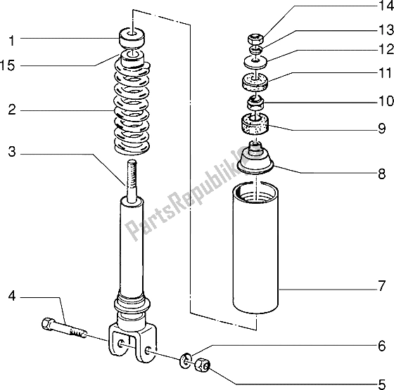 All parts for the Rear Shock Absorber of the Piaggio NTT 50 1995