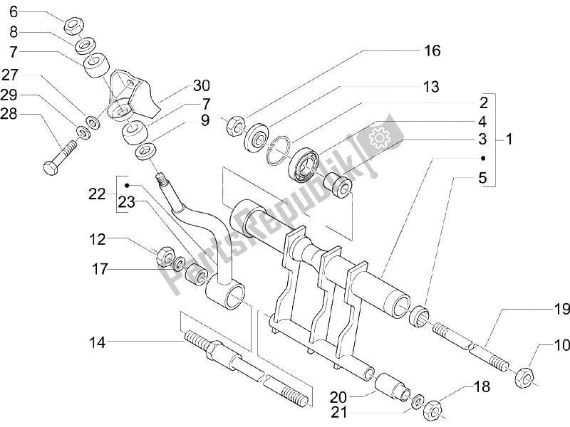 Toutes les pièces pour le Bras Oscillant du Piaggio X9 500 Evolution 2006