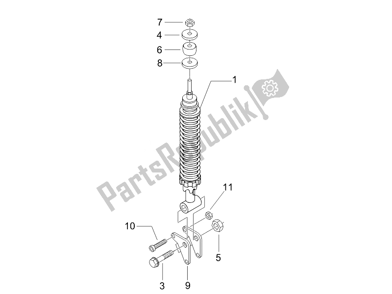 All parts for the Rear Suspension - Shock Absorber/s of the Piaggio Liberty 125 4T PTT E3 F 2007