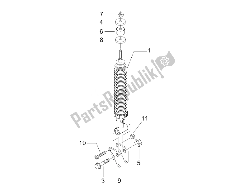 All parts for the Rear Suspension - Shock Absorber/s of the Piaggio Liberty 125 4T PTT E3 F 2007