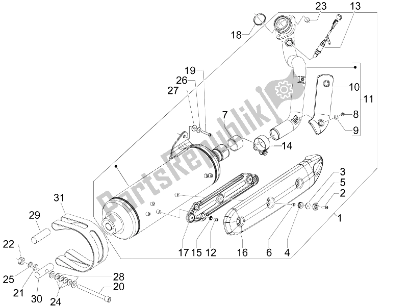 Todas las partes para Silenciador de Piaggio BV 500 USA 2008