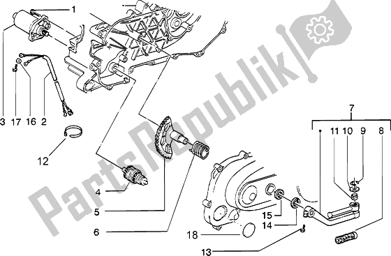 Todas as partes de Alavanca De Partida Do Motor De Partida do Piaggio ZIP Catalyzed 50 2000