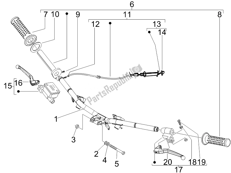 Toutes les pièces pour le Guidon - Master Cil. Du Piaggio FLY 50 4T USA 2007