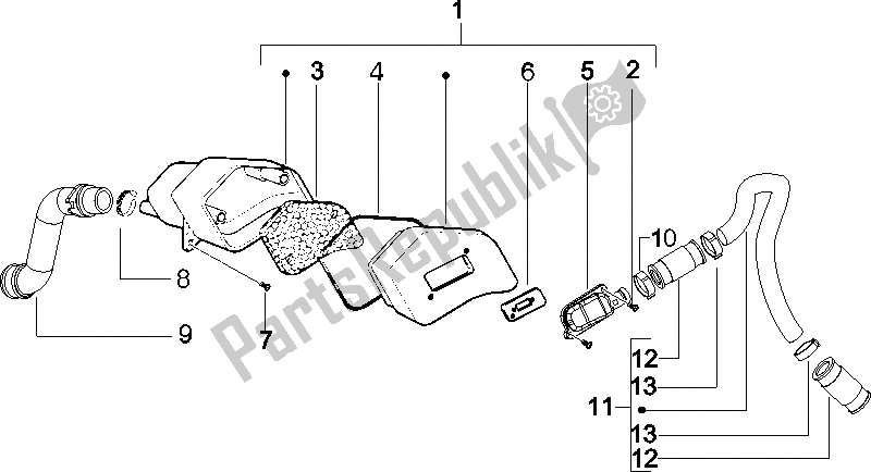 All parts for the Secondary Air Box of the Piaggio NRG Power DD Serie Speciale 50 2007