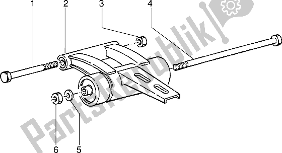 All parts for the Swinging Arm of the Piaggio NTT 50 1995