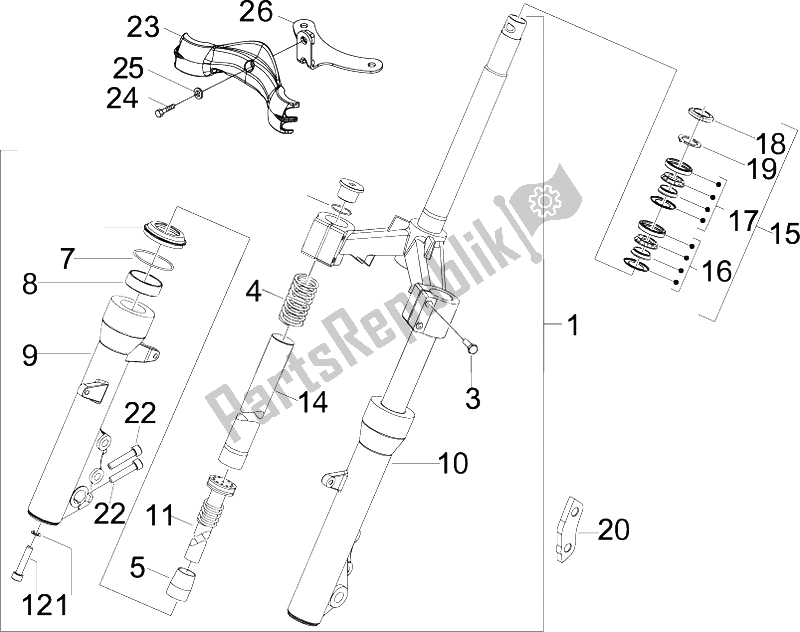 All parts for the Fork/steering Tube - Steering Bearing Unit of the Piaggio X7 300 IE Euro 3 2009