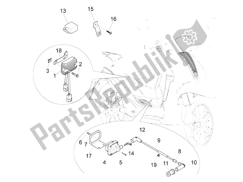 Toutes les pièces pour le Régulateurs De Tension - Unités De Commande électronique (ecu) - H. T. Bobine du Piaggio Liberty 150 4T 2V IE E3 Vietnam 2011