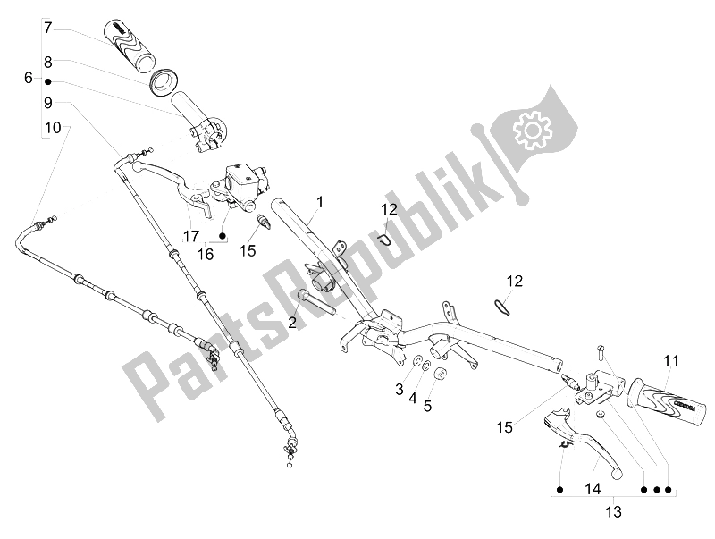 Tutte le parti per il Manubrio - Master Cil. Del Piaggio Liberty 125 Iget 4T 3V IE ABS 2015