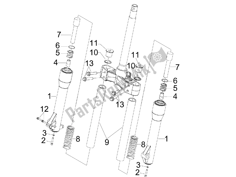 Toutes les pièces pour le Composants De Fork (mvp) du Piaggio Beverly 125 Tourer E3 2007