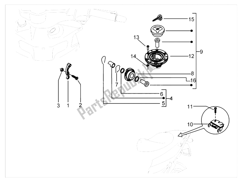 Toutes les pièces pour le Serrures du Piaggio NRG Power DT 50 2005