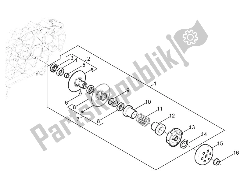 Tutte le parti per il Puleggia Condotta del Piaggio Typhoon 50 2T E2 2011