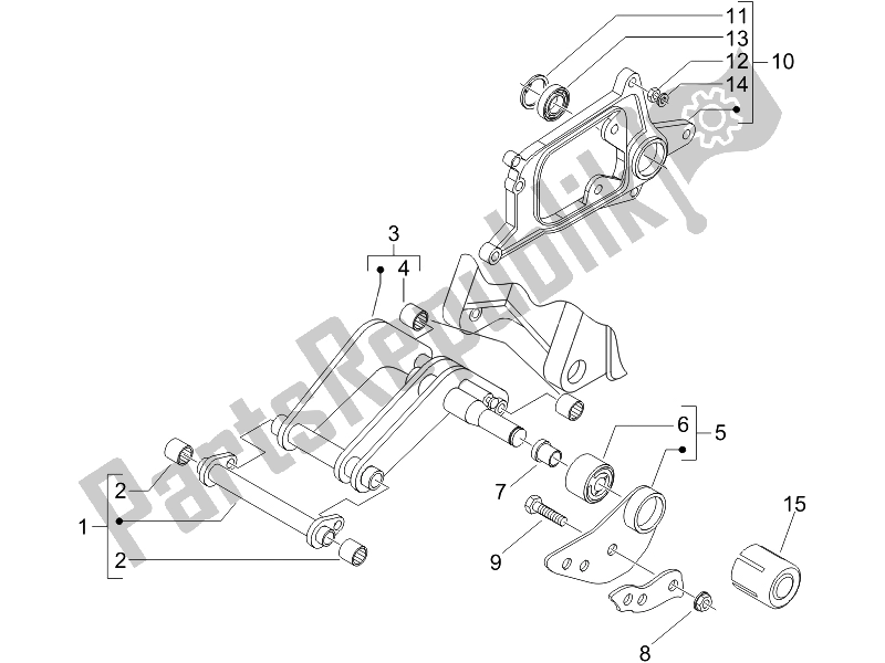 Toutes les pièces pour le Bras Oscillant du Piaggio X8 125 Premium Euro 3 2007