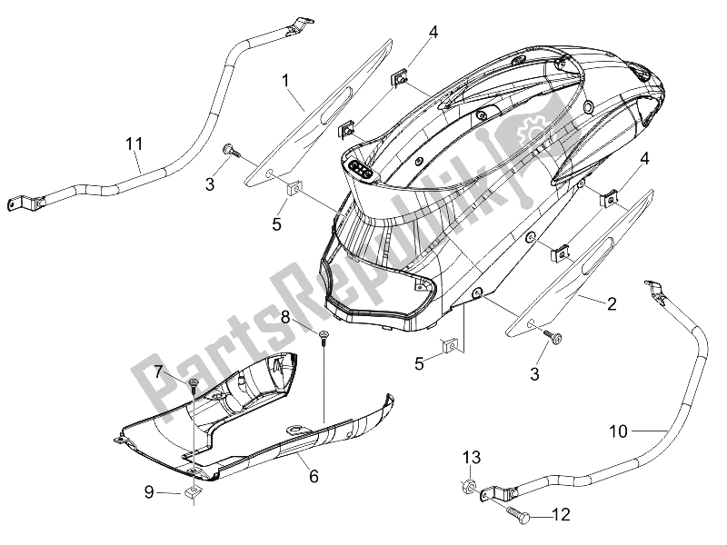 Tutte le parti per il Coperchio Laterale - Spoiler del Piaggio Liberty 200 4T E3 2006