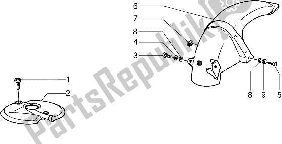 All parts for the Front And Rear Mudguard of the Piaggio NTT 50 1995