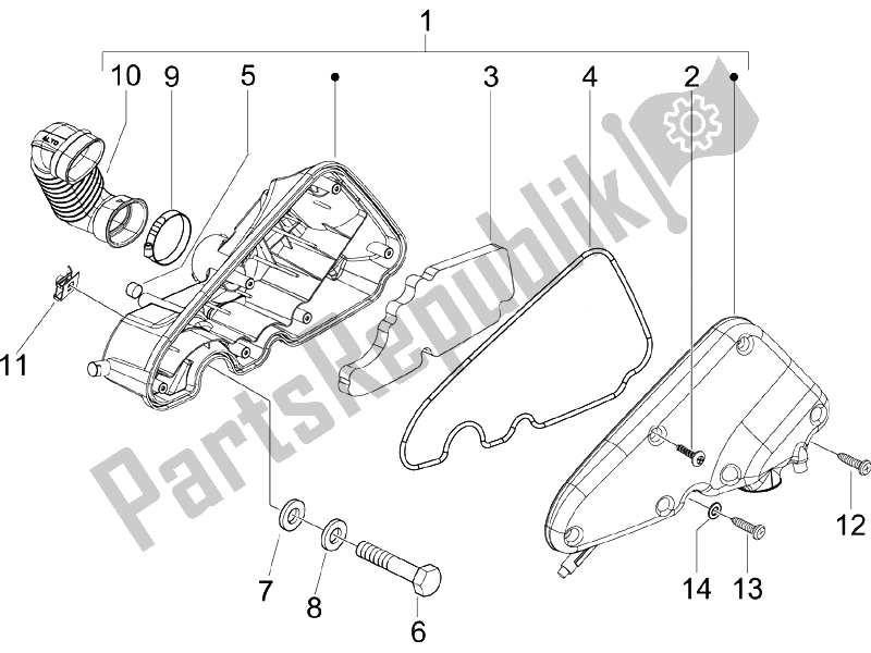 Toutes les pièces pour le Filtre à Air du Piaggio Liberty 50 4T PTT B NL 2007