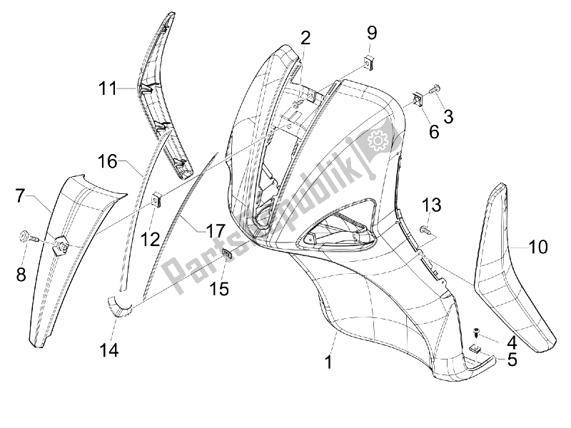 Toutes les pièces pour le Bouclier Avant du Piaggio Liberty 125 4T 2006