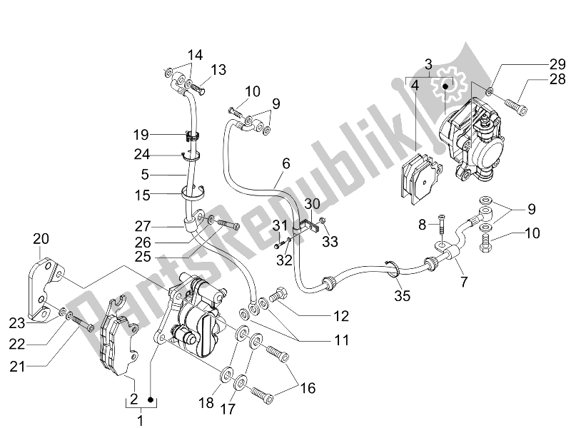 All parts for the Brakes Pipes - Calipers of the Piaggio X7 125 Euro 3 2008