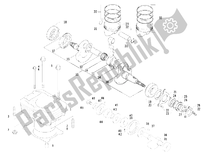 All parts for the Cylinder-pistston-wrist Pin Unit of the Piaggio Trackmaster 400 Passo Corto 2006