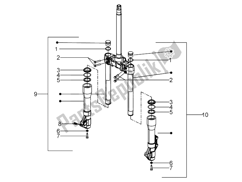 Tutte le parti per il Componenti Della Forcella (mingxing) del Piaggio BV 300 IE Tourer USA 2009