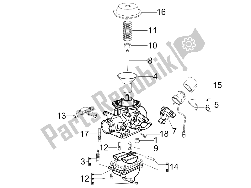 Toutes les pièces pour le Composants Du Carburateur du Piaggio BV 250 USA 2006
