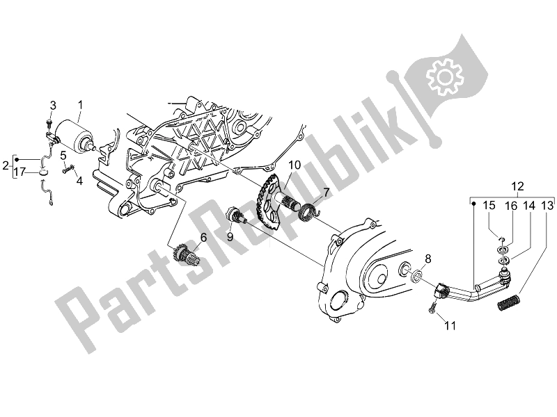 All parts for the Stater - Electric Starter of the Piaggio Typhoon 50 Serie Speciale 2007