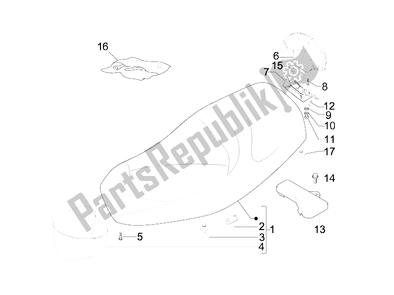 All parts for the Saddle/seats - Tool Roll of the Piaggio MP3 125 IE 2008