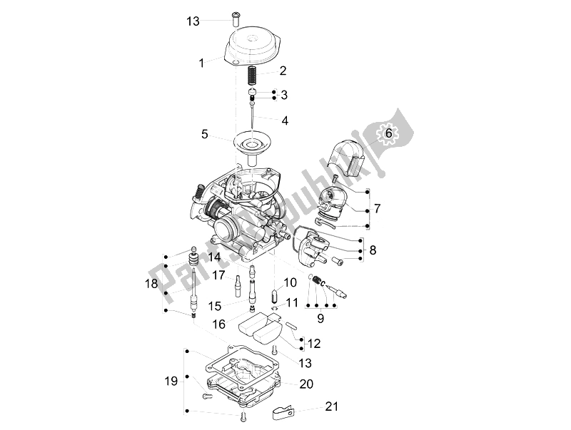 Tutte le parti per il Componenti Del Carburatore del Piaggio FLY 50 4T 4V USA 2 2014