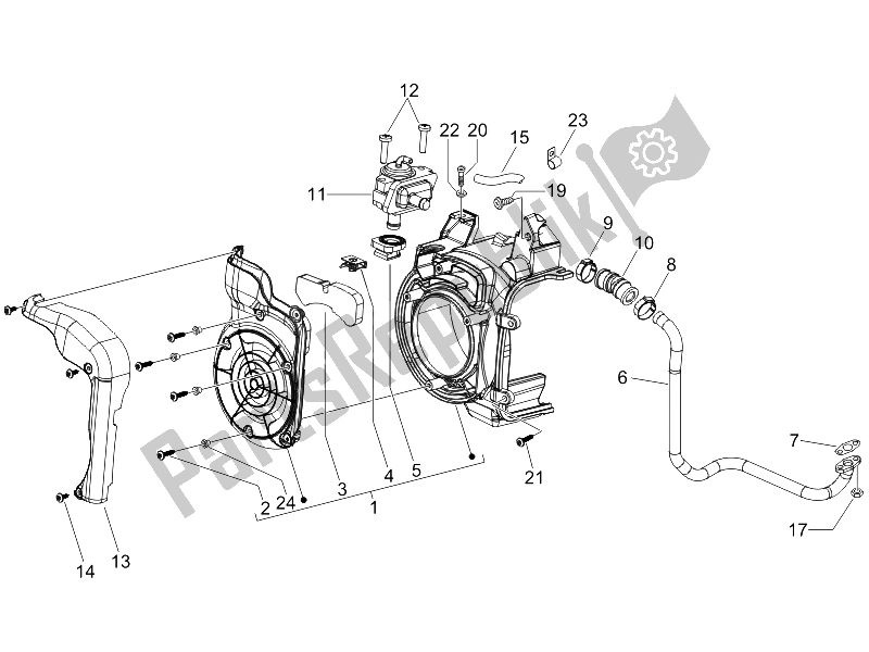 All parts for the Secondary Air Box of the Piaggio Liberty 150 4T Sport E3 2008