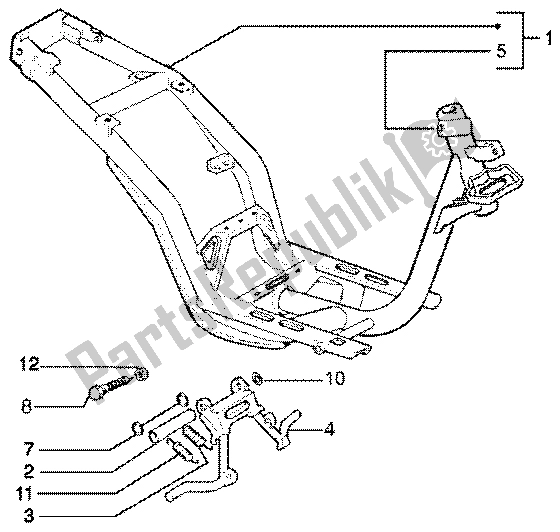 All parts for the Chasis-central Stand of the Piaggio Liberty 150 Leader 1998