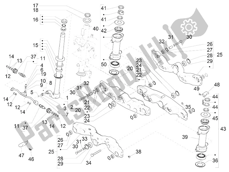 Toutes les pièces pour le Fourche / Tube De Direction - Palier De Direction du Piaggio MP3 300 IE E4 LT Business Sport ABS EU 2016