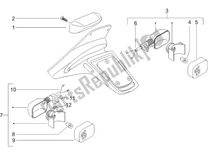 All parts for the Rear Headlamps - Turn Signal Lamps of the Piaggio NRG Power DD H2O CH 50 2011