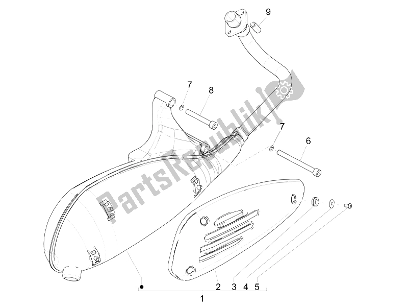 Alle onderdelen voor de Geluiddemper van de Piaggio Liberty 50 4T PTT 2009