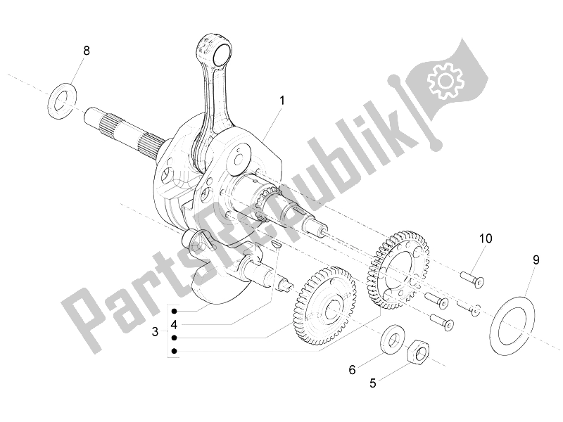 All parts for the Crankshaft of the Piaggio Beverly 500 IE E3 2006